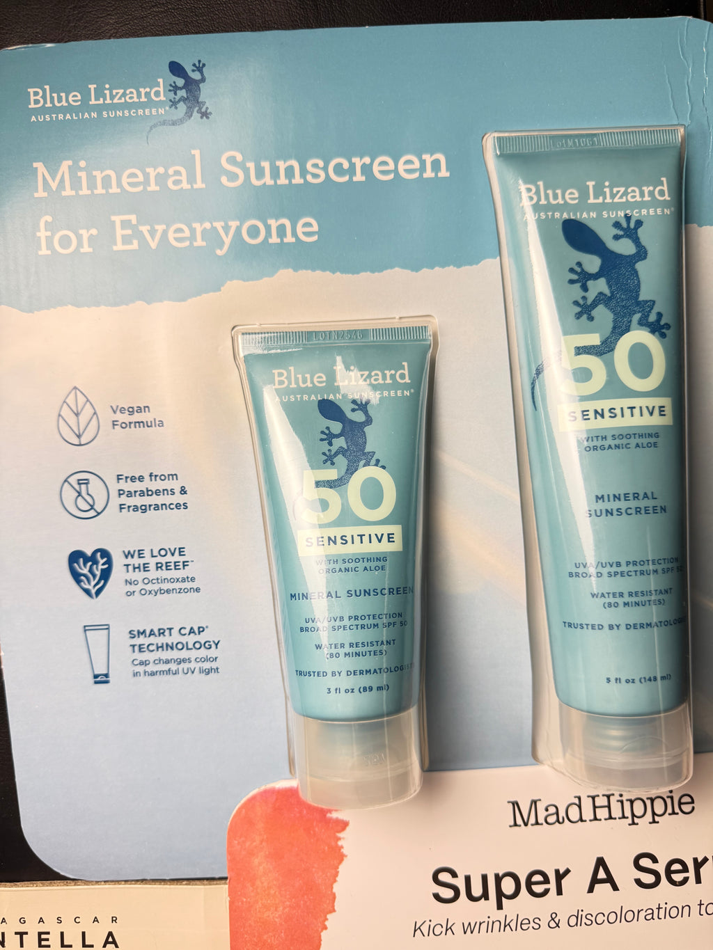 3 Blue Lizard Sensitive Mineral Sunscreen SPF 50| two of the 5 oz + 3 oz