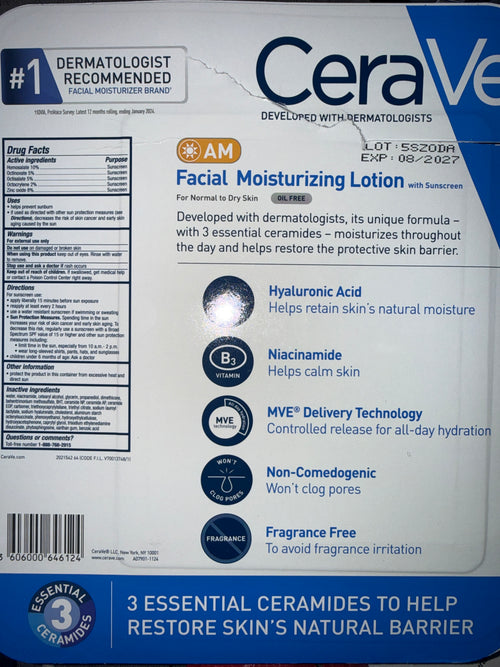 CeraVe AM Facial Moisturizing Lotion SPF 30 (2-Pack) | 3 oz Each | Daily Face Moisturizer