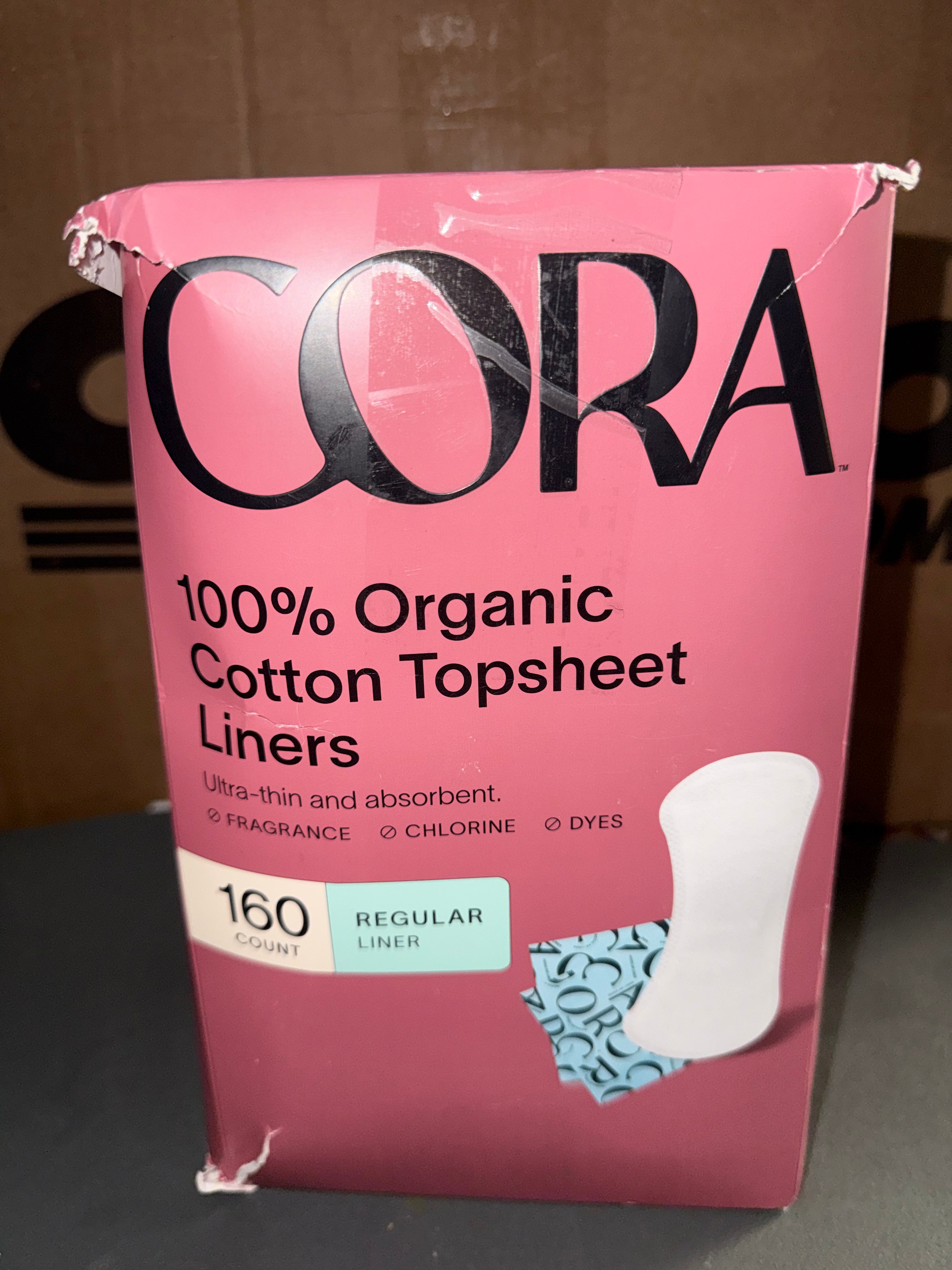 Cora Organic Cotton Panty Liners | 160 Count | Regular | Fragrance Free