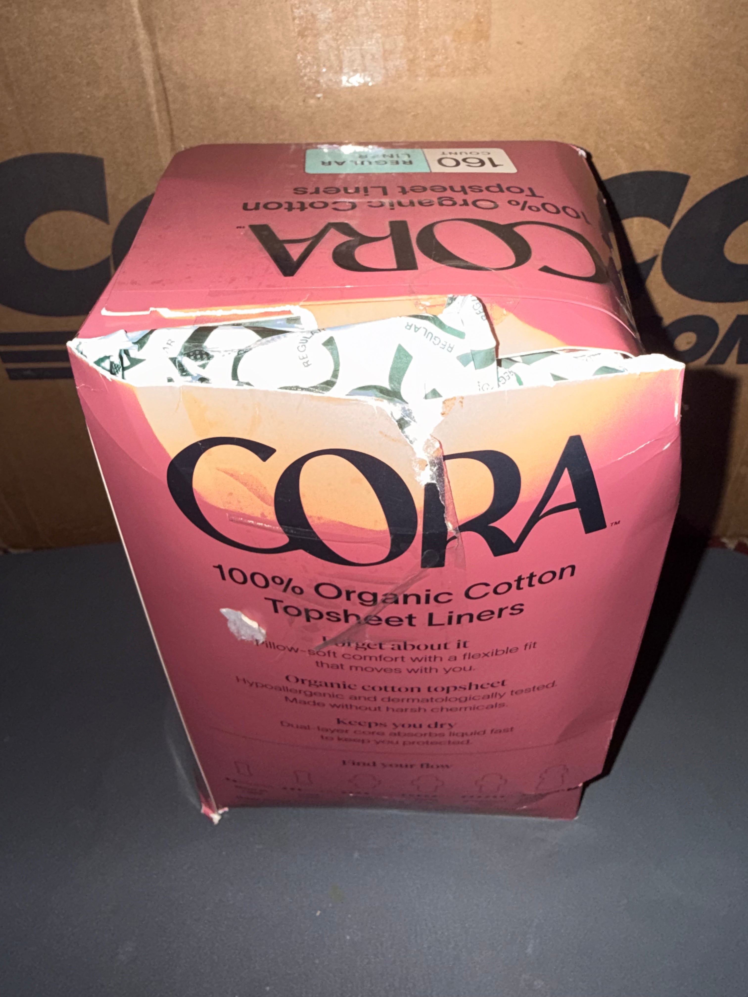 Cora Organic Cotton Panty Liners | 160 Count | Regular | Fragrance Free